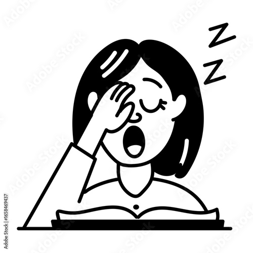 A hand drawn icon of a drowsy character 
