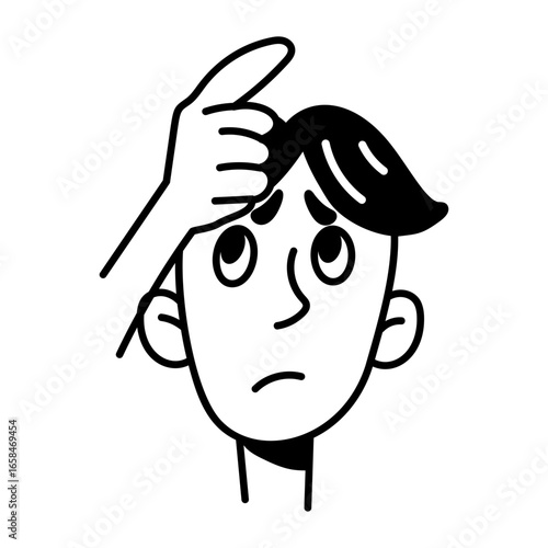 A hand drawn icon of a suspicious character 
