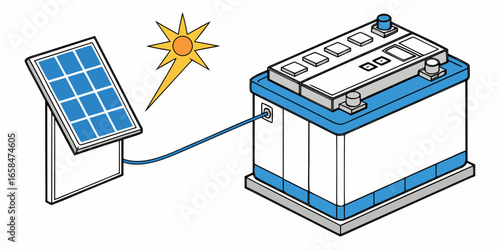Vector art of solar panel charging battery vector illustration