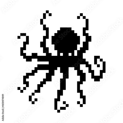 Wallpaper Mural Octopus icon. simple icon retro style. monochrome pixel art logo sign.	cute cartoon animal. Torontodigital.ca