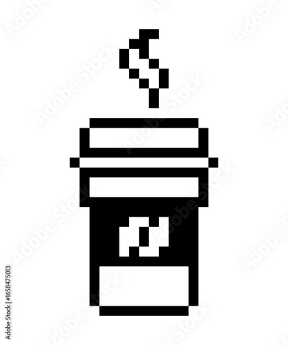 Wallpaper Mural Cup of coffee icon. simple icon retro style. monochrome pixel art logo sign. paper cup arcade game style. Torontodigital.ca