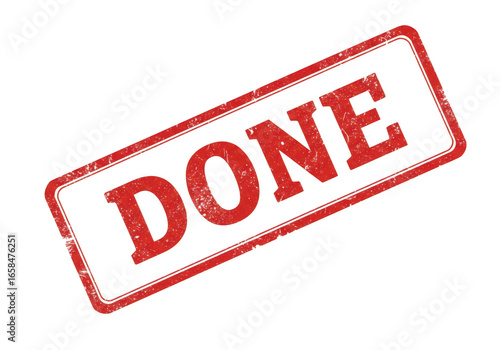Red stamp with the word done isolated on transparent background