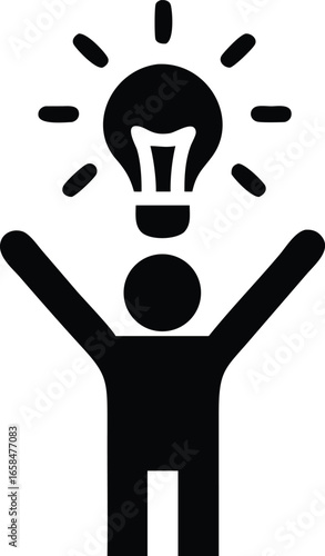 Silhouette of a person holding up a light, Got idea 