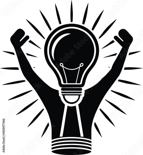 Silhouette of a person holding up a light, Got idea 