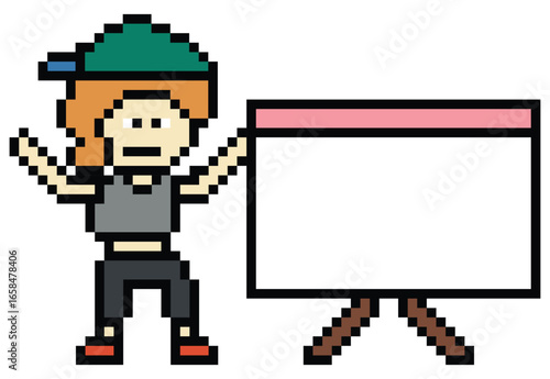 Cartoon pixel art character woman exercises training aerobic dance lifestyle music decoration life style 8 bit female girl lady dance blank board game 8bit fitness isolated PNG vector.