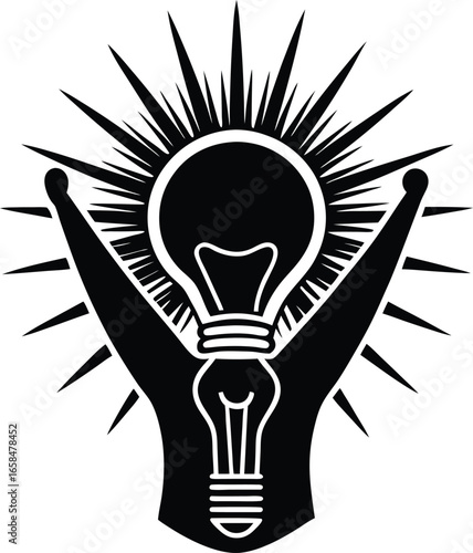 Silhouette of a person holding up a light, Got idea 
