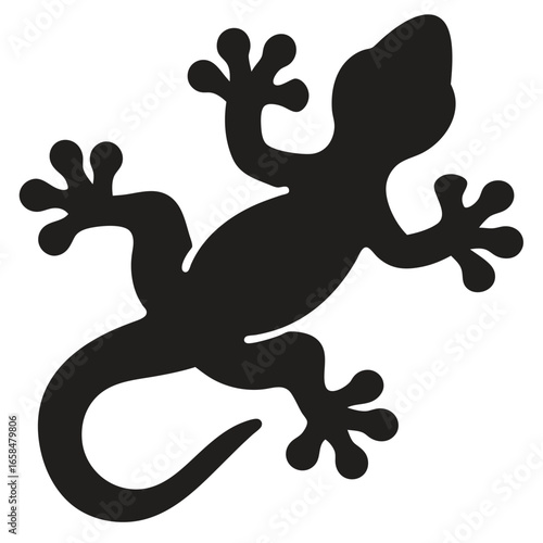 Gecko Silhouette Vector Black Reptile Animal Clipart for Logo, Sticker, and Decoration