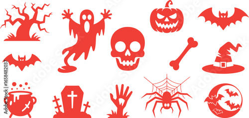 Happy Halloween Red Creepy Icons