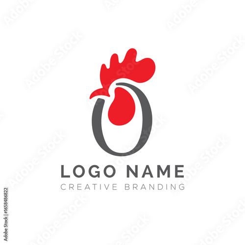 Letter O Chicken logo design
