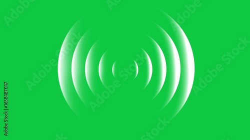 Expanding signal wave effect motion graphics on green screen background. 
