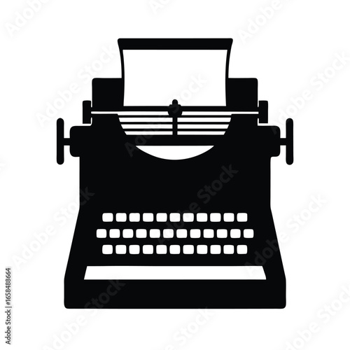 Classic Typewriter Silhouette Retro Office Equipment