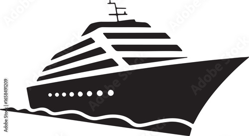 Cruise Ship Icon Silhouette Vector Illustration for Travel and Transportation Designs
