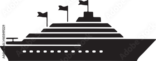 Cruise Ship Icon Vector Illustration Ocean Liner Travel Vacation Tourism Transport
