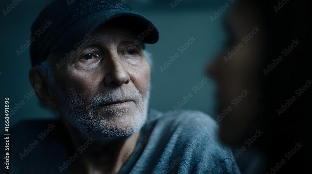 Elderly man receiving cancer treatment in a clinical setting Elderly man receiving cancer treatment in a clinical setting