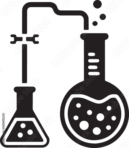 Laboratory Beakers and Tubing for Scientific Research and Chemical Experiment Concepts