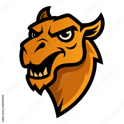 Fierce orange camel head mascot logo