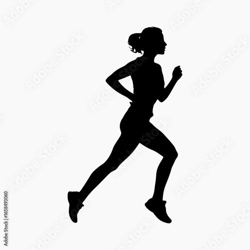 Woman Jogging Symbol Flat Graphic, Jogging Vector, Jog And Running Woman Silhouette Design Collection