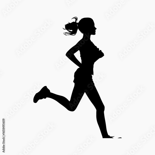 Woman Jogging Symbol Flat Graphic, Jogging Vector, Jog And Running Woman Silhouette Design Collection