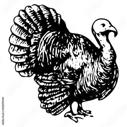 Vintage Turkey Icon for Farm Poultry Illustration