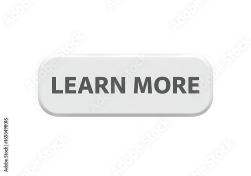3d learn more button isolated on transparent background