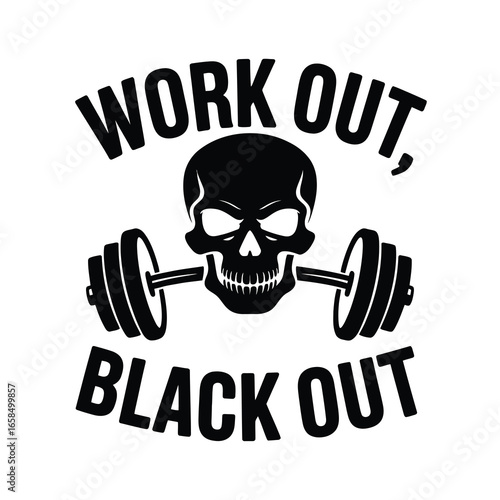 Motivating skull and dumbbell graphic for intense workouts and fitness motivation