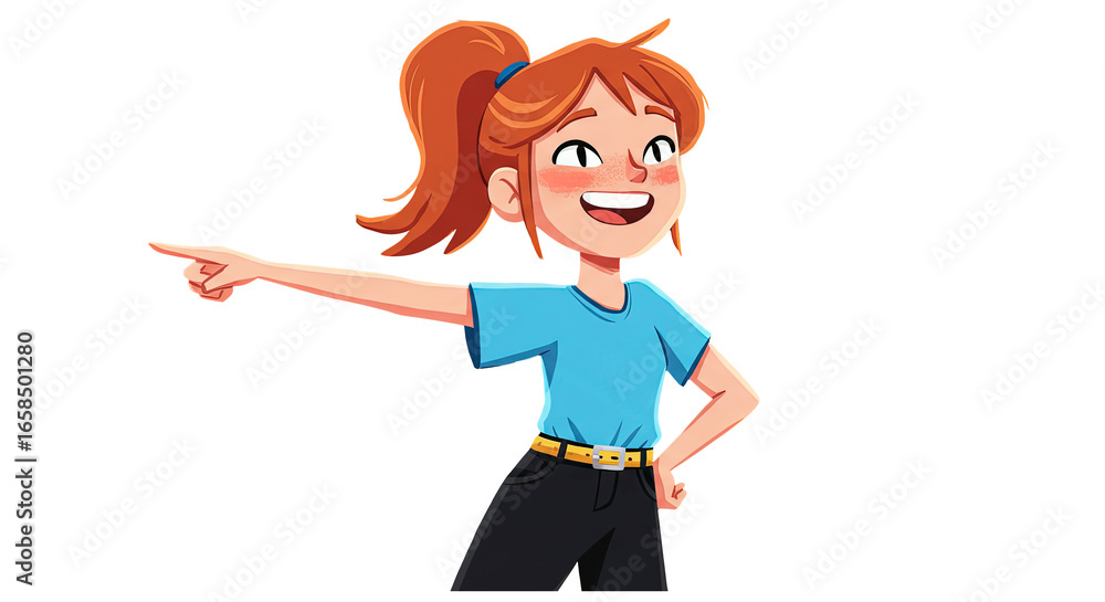Smiling Cartoon Woman Pointing at Copy Space
Smiling Cartoon Woman Pointing at Copy Space