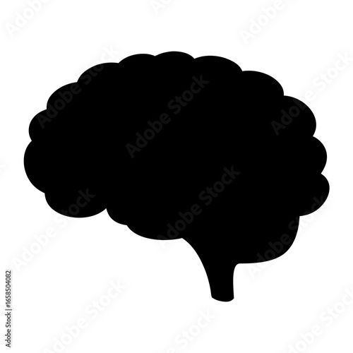 Black silhouette of a human brain against a white background illustration