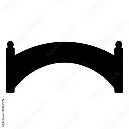 Simple Black Silhouette of a Small Pedestrian Bridge with Rounded Top