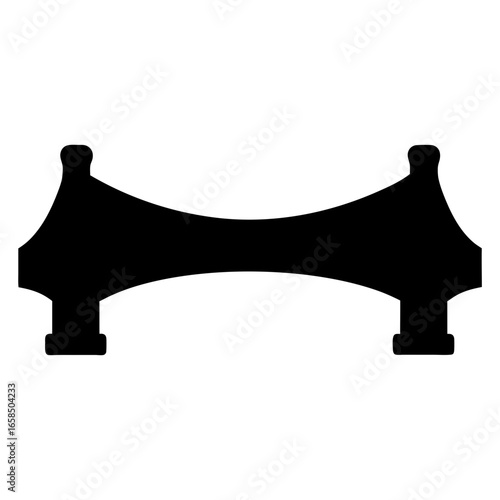 Solid black abstract silhouette bridge illustration with unique structural design and arch