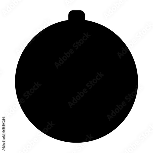 Silhouette of a classic Christmas ornament with a spherical shape and hook
