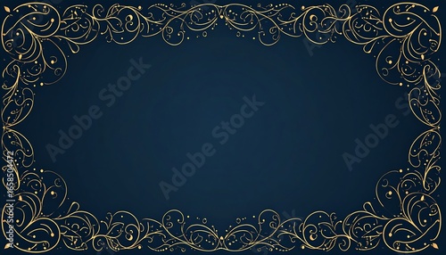 Gold ornate frame on dark navy background