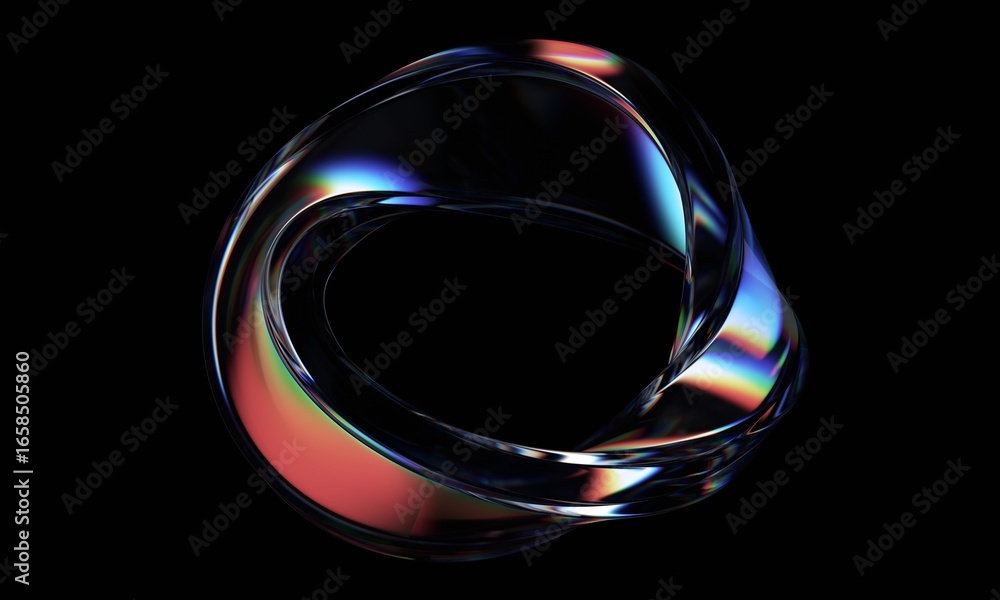 Fotografie Abstract minimalist design, iridescent glass shape, 3d render