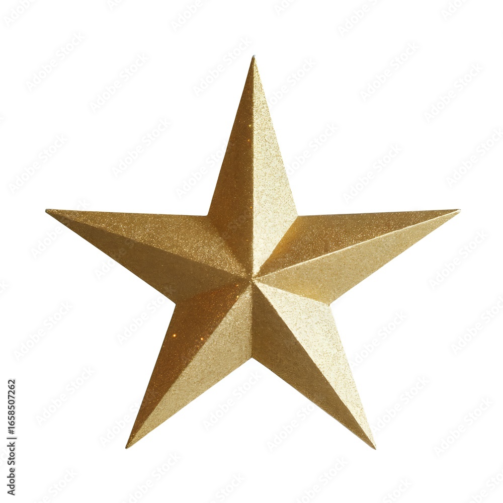 Obraz premium A single golden glitter star, isolated on white background, symbolizing celebration and success