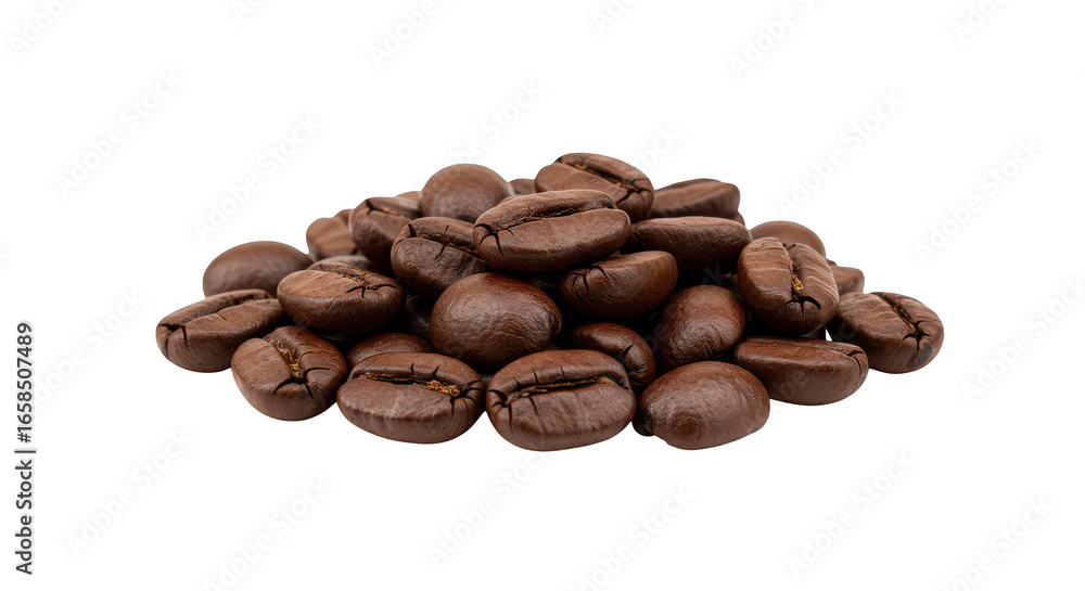 Naklejka premium Roasted coffee beans on white background