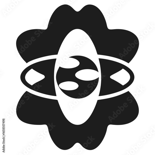 Abstract geometric shape resembling a stylized atom or flower with internal elements vector illustration