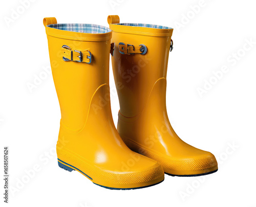 Pair of bright yellow rain boots (4)