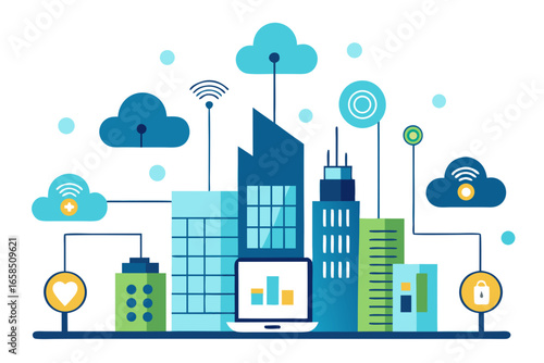 Smart city technology and connectivity in a modern urban landscape