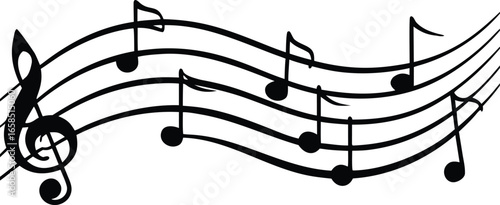 musical note wave music notes melody silhouette vector