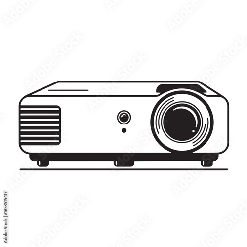 Black and white illustration of a digital projector for presentations and education