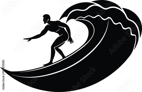  silhouettes of a surfer surfing the waves on his surfboard