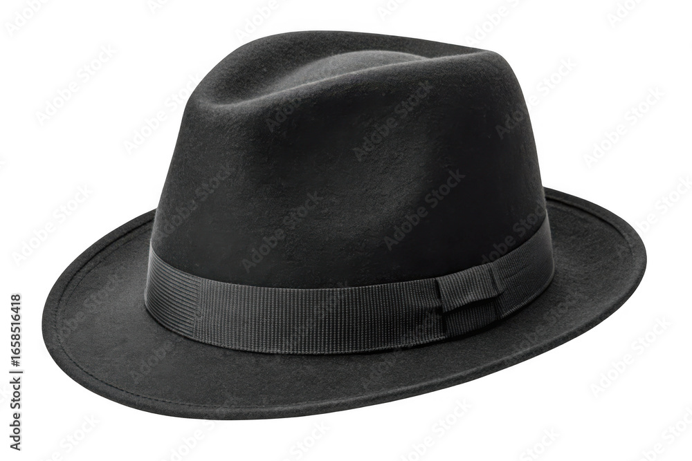 Classic black fedora hat isolated on transparent background Classic black fedora hat isolated on transparent background