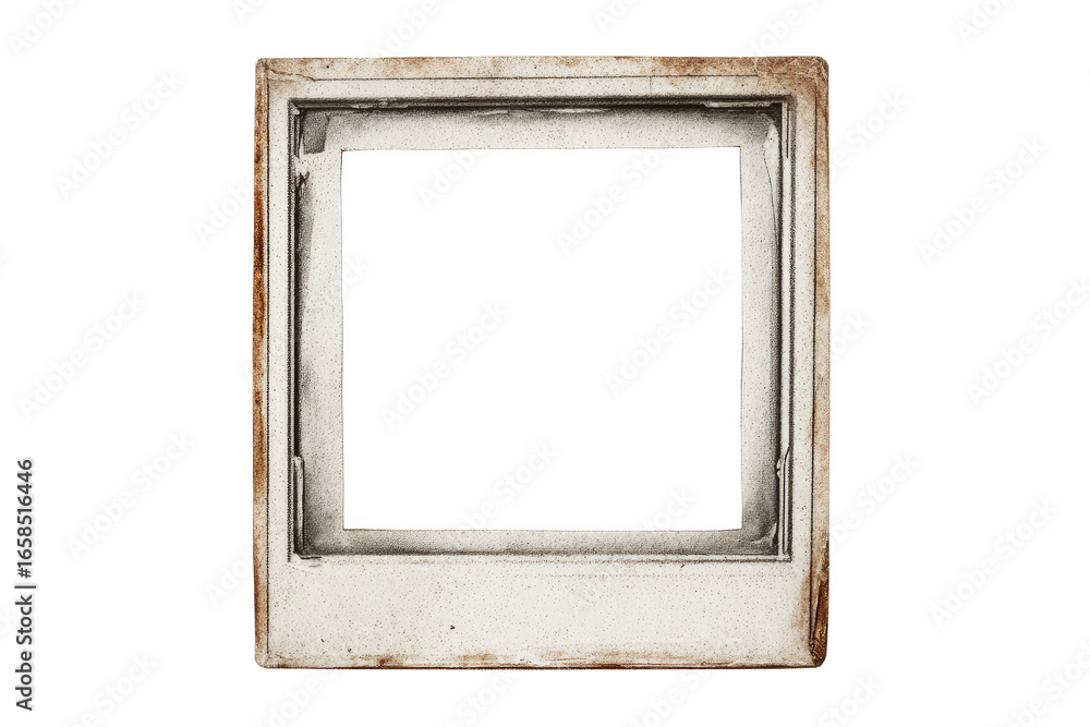 Fototapeta premium Aged, square, vintage TV frame. Blank, white screen