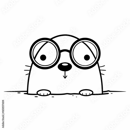 Cute cartoon gopher wearing glasses isolated on white background, vector illustration for kids