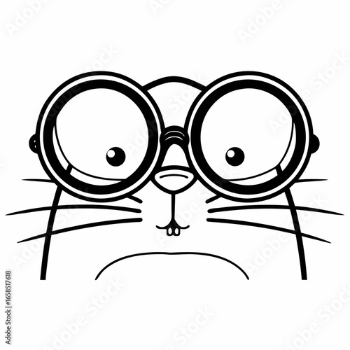 Cartoon gopher wearing glasses isolated on white background, vector illustration of a cute rodent