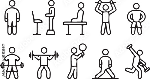 A set of business people silhouettes in black and white vector illustration