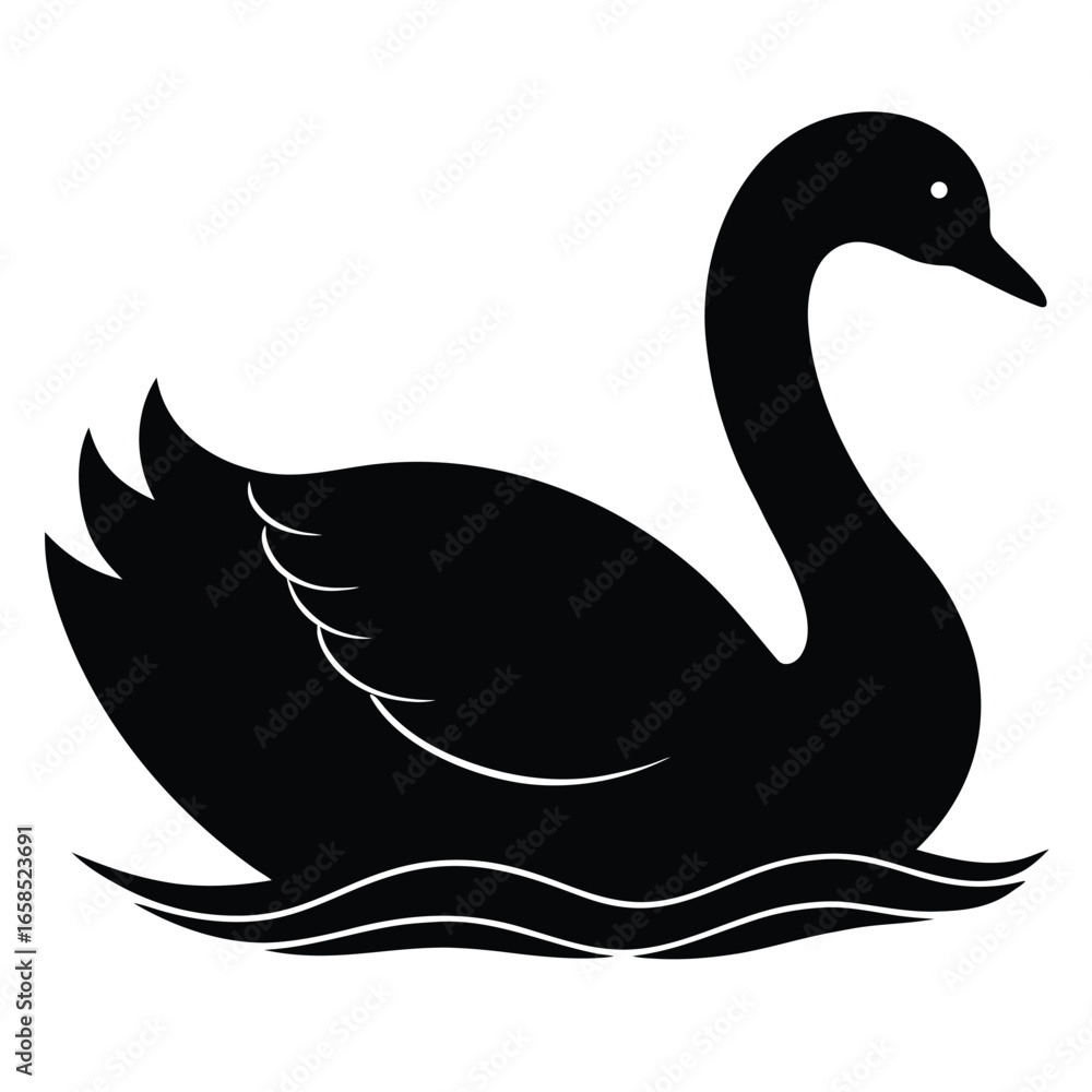 Obraz premium A simple black swan vector silhouette illustration, perfect for a drawing or icon design