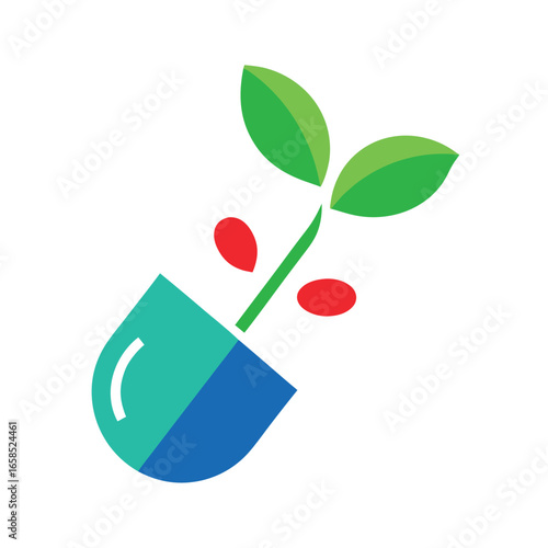 Modern pharmacy logo design featuring a transparent capsule suitable for healthcare and medical branding