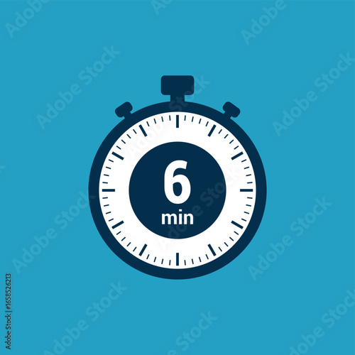 6 min clock icon time vector illustration design symbol