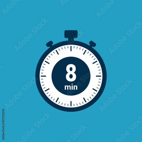 8 min clock icon time vector illustration design symbol