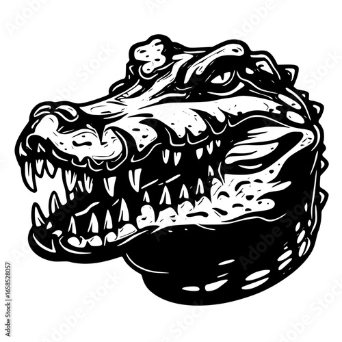 Alligator head with open mouth isolated on white